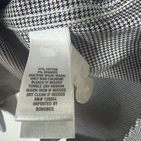 Bonobos Red & Blue Houndstooth Standard Dress Shirt - Picture 3 of 4